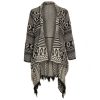 Knitted Curved Kimono In Black x White